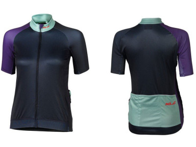 Dámsky cyklistický dres XLC Race JE-S19 – tmavo modrá/zelená/fialová