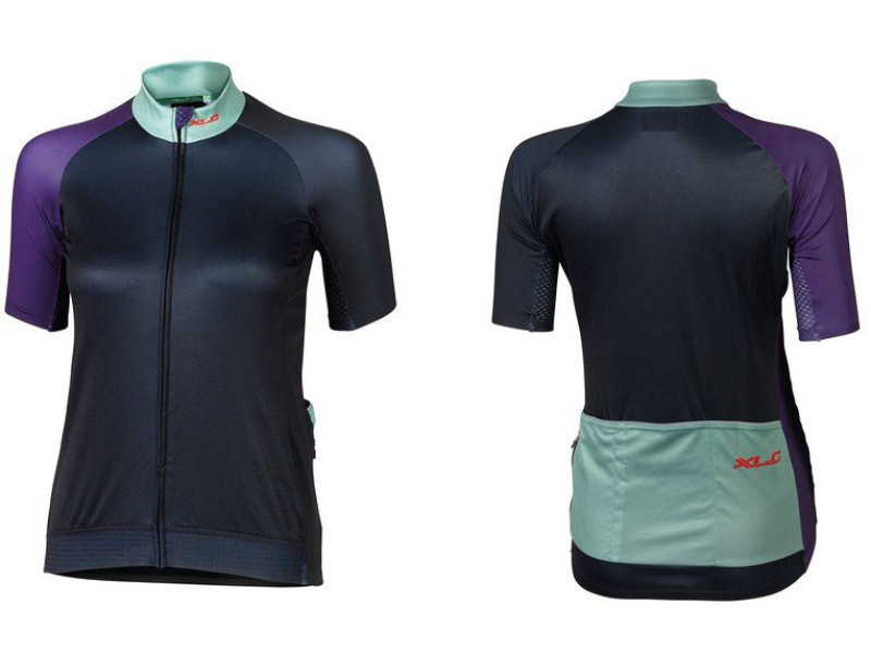 Dámsky cyklistický dres XLC Race JE-S19 – tmavo modrá/zelená/fialová